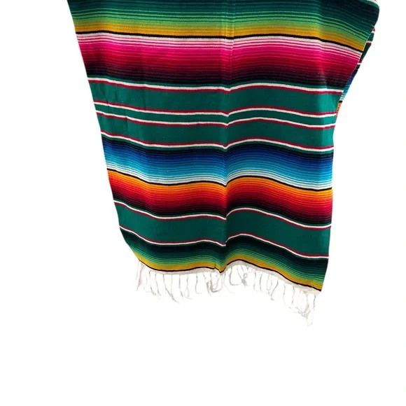 Vibrant Multicolor Striped Serape Throw Blanket - Picture 1 of 4